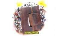 Mix Color Beads Bracelets Wood Buckle